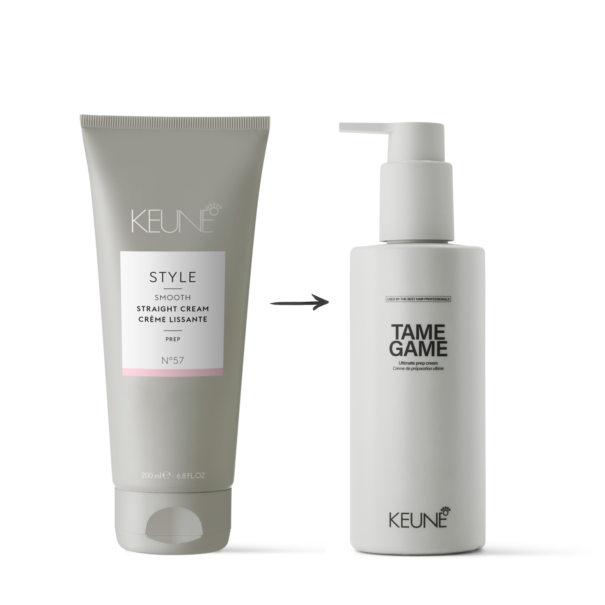 Keune Tame Game Ultimate Prep Cream: the luxurious solution for soft, hydrated hair with heat protection up to 230°C for all hair stylers.